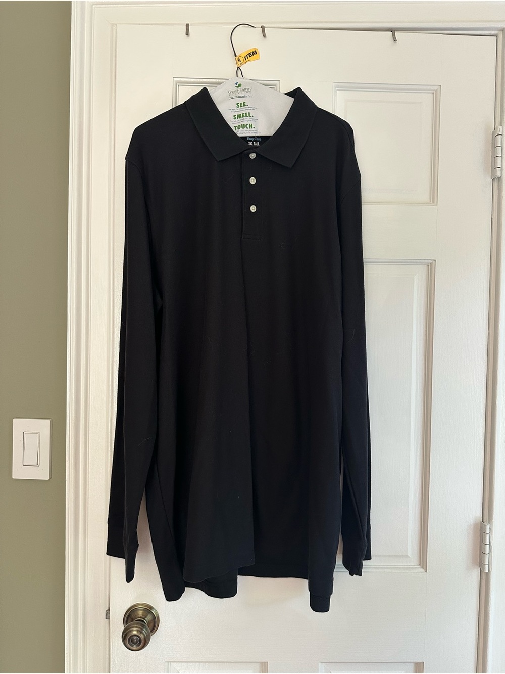 croft & barrow Men's Black Long-Sleeve Button Down Polo
